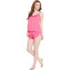 imageOussum Women Soft Comfy Sexy Satin PJ Set Sleepwear Lingerie 2 Piece Silk Nightwear Cami Top With ShortsParadise Pink