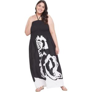 imageGypsie Blu Womens Floral Print Tube Dress Strapless Top Maxi Off Shoulder Casual Wear Summer Outfit Long Dresses TieUp Black 3X