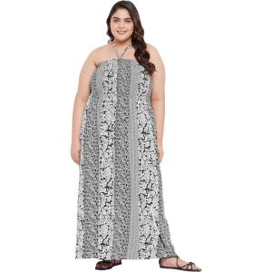 imageOussum Maxi Resort Wear Women Off Shoulder Summer Dress Elastic Casual Tube Dress for LadiesBlack  White