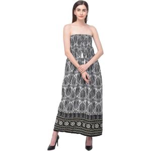 imageOussum Maxi Resort Wear Women Off Shoulder Summer Dress Elastic Casual Tube Dress for LadiesBlack  White Paisley