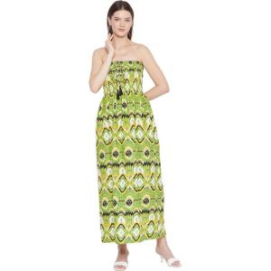 imageOussum Maxi Resort Wear Women Off Shoulder Summer Dress Elastic Casual Tube Dress for LadiesLight Green Geometric