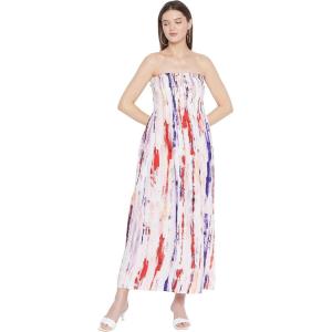 imageOussum Maxi Resort Wear Women Off Shoulder Summer Dress Elastic Casual Tube Dress for LadiesMulticolor Tie Dye