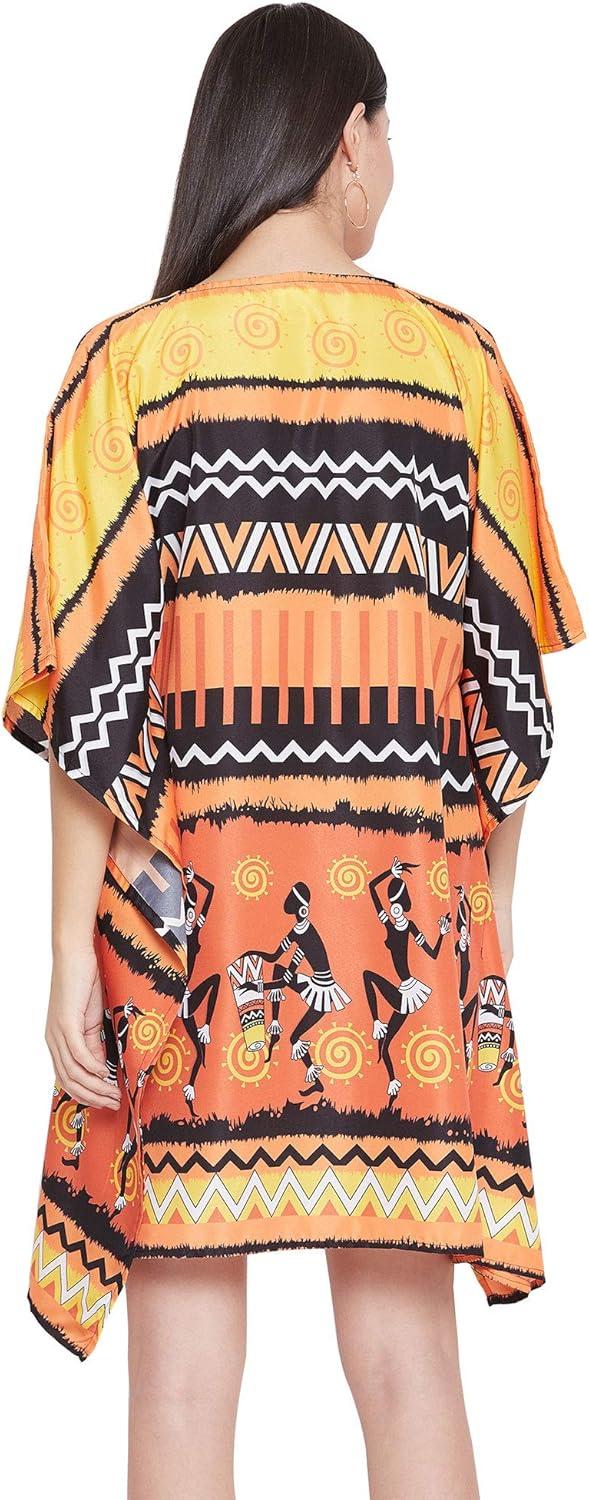imageOussum Short Caftans for Women Plus Size Kaftan Tunic Tops Polyester Summer Beach Clothing Mini Cover Ups Dress for LadiesMulticolor Dashiki