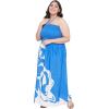 imageGypsie Blu Womens Floral Print Tube Dress Strapless Top Maxi Off Shoulder Casual Wear Summer Outfit Long Dresses TieUp Blue 3X