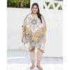 imageOussum Short Caftans for Women Plus Size Kaftan Tunic Tops Polyester Summer Beach Clothing Mini Cover Ups Dress for LadiesBlack Floral