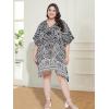 imageOussum Short Caftans for Women Plus Size Kaftan Tunic Tops Polyester Summer Beach Clothing Mini Cover Ups Dress for LadiesBlack Paisley