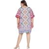 imageOussum Short Caftans for Women Plus Size Kaftan Tunic Tops Polyester Summer Beach Clothing Mini Cover Ups Dress for LadiesMulti Block