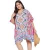 imageOussum Short Caftans for Women Plus Size Kaftan Tunic Tops Polyester Summer Beach Clothing Mini Cover Ups Dress for LadiesMulti Block