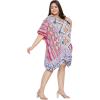 imageOussum Short Caftans for Women Plus Size Kaftan Tunic Tops Polyester Summer Beach Clothing Mini Cover Ups Dress for LadiesMulti Block