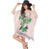 imageOussum Short Caftans for Women Plus Size Kaftan Tunic Tops Polyester Summer Beach Clothing Mini Cover Ups Dress for LadiesPink Floral