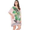 imageOussum Short Caftans for Women Plus Size Kaftan Tunic Tops Polyester Summer Beach Clothing Mini Cover Ups Dress for LadiesPink Floral