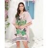 imageOussum Short Caftans for Women Plus Size Kaftan Tunic Tops Polyester Summer Beach Clothing Mini Cover Ups Dress for LadiesPink Floral
