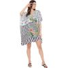 imageOussum Short Caftans for Women Plus Size Kaftan Tunic Tops Polyester Summer Beach Clothing Mini Cover Ups Dress for LadiesWhite  Black