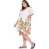 imageOussum Short Caftans for Women Plus Size Kaftan Tunic Tops Polyester Summer Beach Clothing Mini Cover Ups Dress for LadiesWhite Floral Tunic