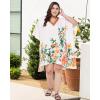 imageOussum Short Caftans for Women Plus Size Kaftan Tunic Tops Polyester Summer Beach Clothing Mini Cover Ups Dress for LadiesWhite Floral Tunic
