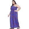 imageWomen Casual Maxi Tube Dress Bohemian Smocked Dresses Vintage Halter Summer Sundresses Printed Top Beachwear 3X Blue Ankara Batik