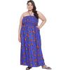 imageWomen Casual Maxi Tube Dress Bohemian Smocked Dresses Vintage Halter Summer Sundresses Printed Top Beachwear 3X Blue Ankara Batik