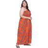 imageWomen Casual Maxi Tube Dress Bohemian Smocked Dresses Vintage Halter Summer Sundresses Printed Top Beachwear 3X Orange Ankara Batik
