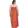 imageWomen Casual Maxi Tube Dress Bohemian Smocked Dresses Vintage Halter Summer Sundresses Printed Top Beachwear 3X Orange Ankara Batik