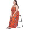 imageWomen Casual Maxi Tube Dress Bohemian Smocked Dresses Vintage Halter Summer Sundresses Printed Top Beachwear 3X Orange Ankara Batik