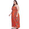 imageWomen Casual Maxi Tube Dress Bohemian Smocked Dresses Vintage Halter Summer Sundresses Printed Top Beachwear 3X Orange Ankara Batik