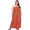imageWomen Casual Maxi Tube Dress Bohemian Smocked Dresses Vintage Halter Summer Sundresses Printed Top Beachwear 3X Orange Ankara Batik