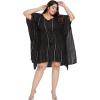 imageWomen Summer Beach Party Mini Dress Rayon Lurex Tunic Blouse Tops Plus Size Short Kaftan Cover Up for Girls Black