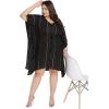 imageWomen Summer Beach Party Mini Dress Rayon Lurex Tunic Blouse Tops Plus Size Short Kaftan Cover Up for Girls Black