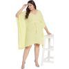 imageWomen Summer Beach Party Mini Dress Rayon Lurex Tunic Blouse Tops Plus Size Short Kaftan Cover Up for Girls Lemon Yellow