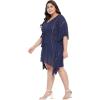 imageWomen Summer Beach Party Mini Dress Rayon Lurex Tunic Blouse Tops Plus Size Short Kaftan Cover Up for Girls Navy Blue