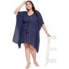 imageWomen Summer Beach Party Mini Dress Rayon Lurex Tunic Blouse Tops Plus Size Short Kaftan Cover Up for Girls Navy Blue