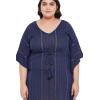 imageWomen Summer Beach Party Mini Dress Rayon Lurex Tunic Blouse Tops Plus Size Short Kaftan Cover Up for Girls Navy Blue