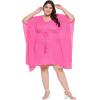 imageWomen Summer Beach Party Mini Dress Rayon Lurex Tunic Blouse Tops Plus Size Short Kaftan Cover Up for Girls Pink