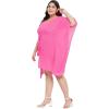 imageWomen Summer Beach Party Mini Dress Rayon Lurex Tunic Blouse Tops Plus Size Short Kaftan Cover Up for Girls Pink