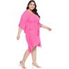 imageWomen Summer Beach Party Mini Dress Rayon Lurex Tunic Blouse Tops Plus Size Short Kaftan Cover Up for Girls Pink