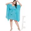 imageWomen Summer Beach Party Mini Dress Rayon Lurex Tunic Blouse Tops Plus Size Short Kaftan Cover Up for Girls Sky Blue