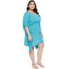 imageWomen Summer Beach Party Mini Dress Rayon Lurex Tunic Blouse Tops Plus Size Short Kaftan Cover Up for Girls Sky Blue
