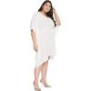 imageWomen Summer Beach Party Mini Dress Rayon Lurex Tunic Blouse Tops Plus Size Short Kaftan Cover Up for Girls White