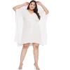 imageWomen Summer Beach Party Mini Dress Rayon Lurex Tunic Blouse Tops Plus Size Short Kaftan Cover Up for Girls White