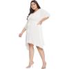 imageWomen Summer Beach Party Mini Dress Rayon Lurex Tunic Blouse Tops Plus Size Short Kaftan Cover Up for Girls White
