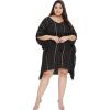 imageWomen Summer Beach Party Mini Dress Rayon Lurex Tunic Blouse Tops Plus Size Short Kaftan Cover Up for Girls Black