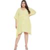 imageWomen Summer Beach Party Mini Dress Rayon Lurex Tunic Blouse Tops Plus Size Short Kaftan Cover Up for Girls Lemon Yellow