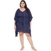 imageWomen Summer Beach Party Mini Dress Rayon Lurex Tunic Blouse Tops Plus Size Short Kaftan Cover Up for Girls Navy Blue