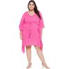 imageWomen Summer Beach Party Mini Dress Rayon Lurex Tunic Blouse Tops Plus Size Short Kaftan Cover Up for Girls Pink
