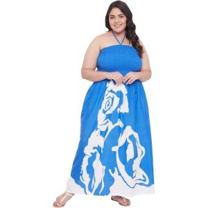 imageGypsie Blu Womens Floral Print Tube Dress Strapless Top Maxi Off Shoulder Casual Wear Summer Outfit Long Dresses TieUp Blue 3X