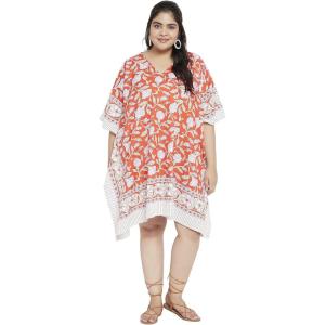imageOussum Short Caftans for Women Plus Size Kaftan Tunic Tops Polyester Summer Beach Clothing Mini Cover Ups Dress for LadiesB09kh9zsr8