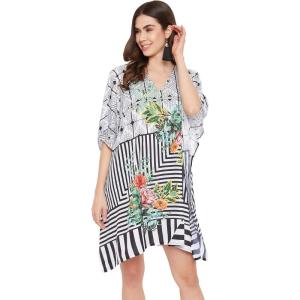imageOussum Short Caftans for Women Plus Size Kaftan Tunic Tops Polyester Summer Beach Clothing Mini Cover Ups Dress for LadiesWhite  Black