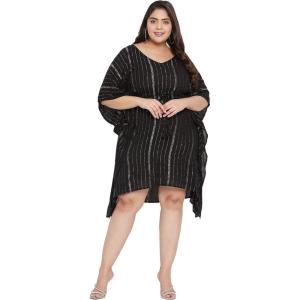 imageWomen Summer Beach Party Mini Dress Rayon Lurex Tunic Blouse Tops Plus Size Short Kaftan Cover Up for Girls Black