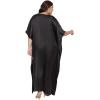 imageCaftans for Women Satin Silk Embroidery Long Kaftan Plus Size Beach Cover Ups Embroidered Maxi Dresses for LadiesBlack