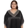 imageCaftans for Women Satin Silk Embroidery Long Kaftan Plus Size Beach Cover Ups Embroidered Maxi Dresses for LadiesBlack